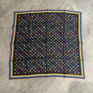 Louis Vuitton Takashi Murakami Multicolor Monogram Silk Square Scarf